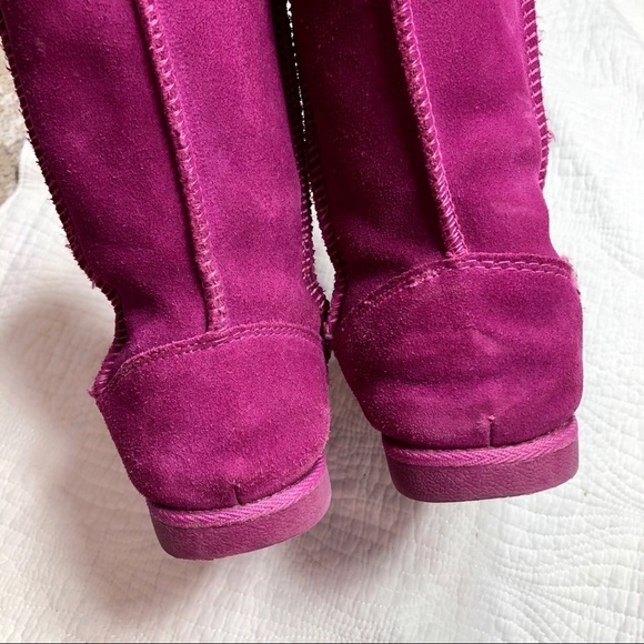 🔥SALE🔥 Fuchsia suede pull on faux fur lining boots kids Sz 3 - Picture 4 of 11